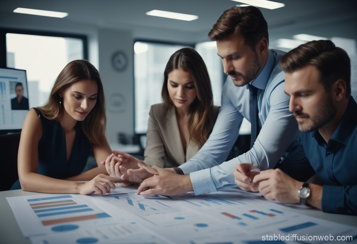 A team collaborating in a modern office, demonstrating synergy and cooperation