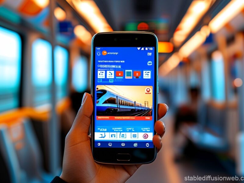 Phone displaying train notifications alongside AI app icons.