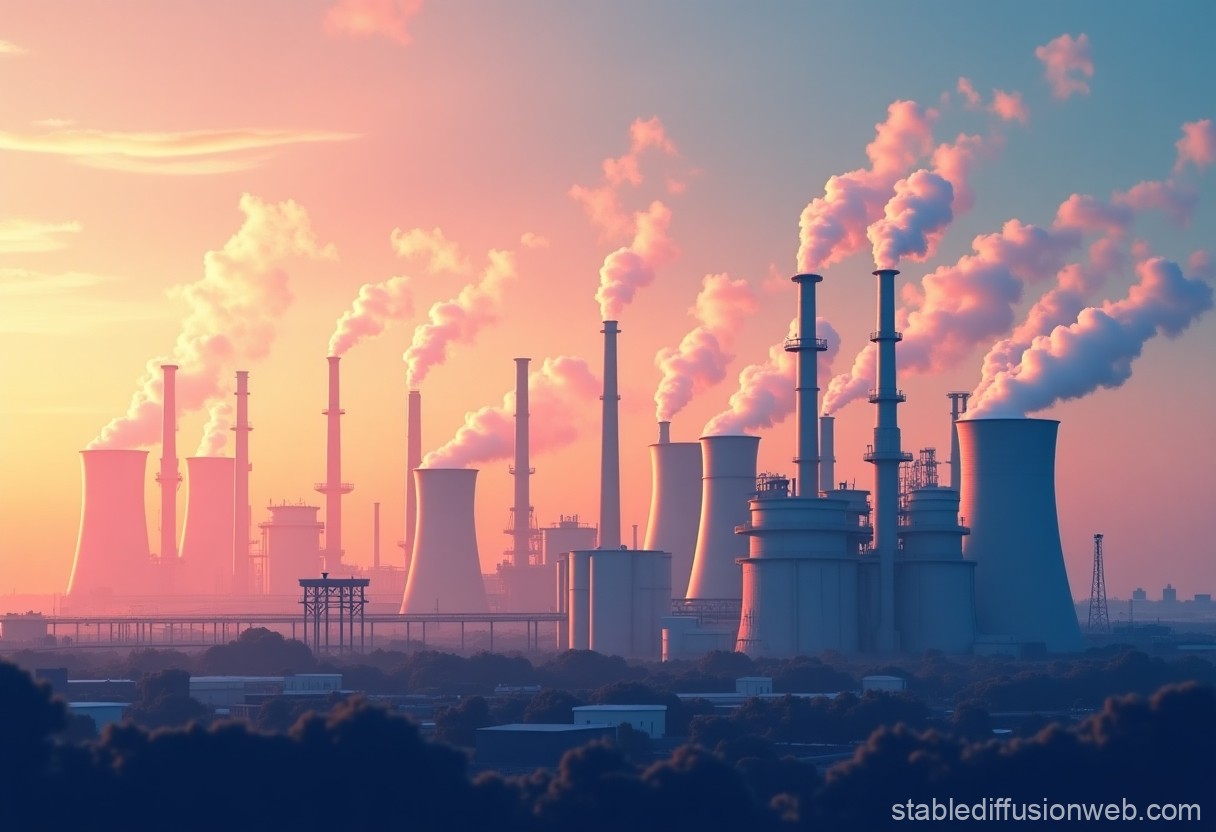 Industrial gas turbines with emission clouds against a backdrop of Memphis cityscape, highlighting environmental concerns.