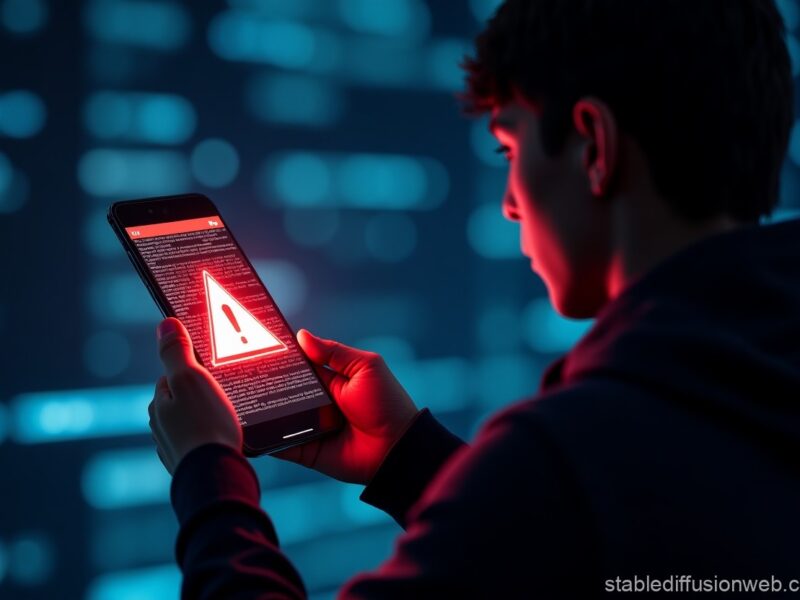 A smartphone displaying a warning message about cybersecurity risks associated with the DeepSeek app