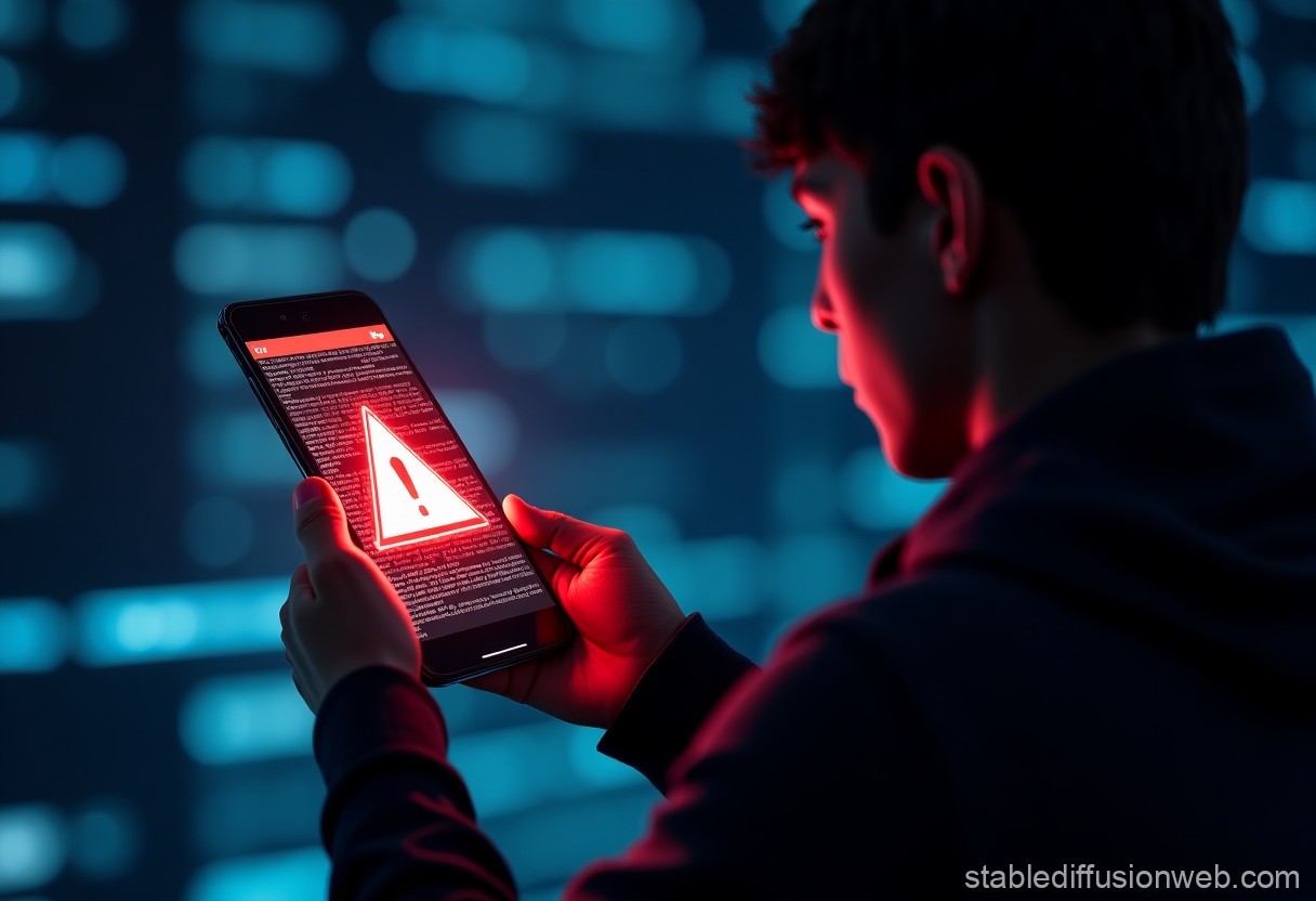 A smartphone displaying a warning message about cybersecurity risks associated with the DeepSeek app