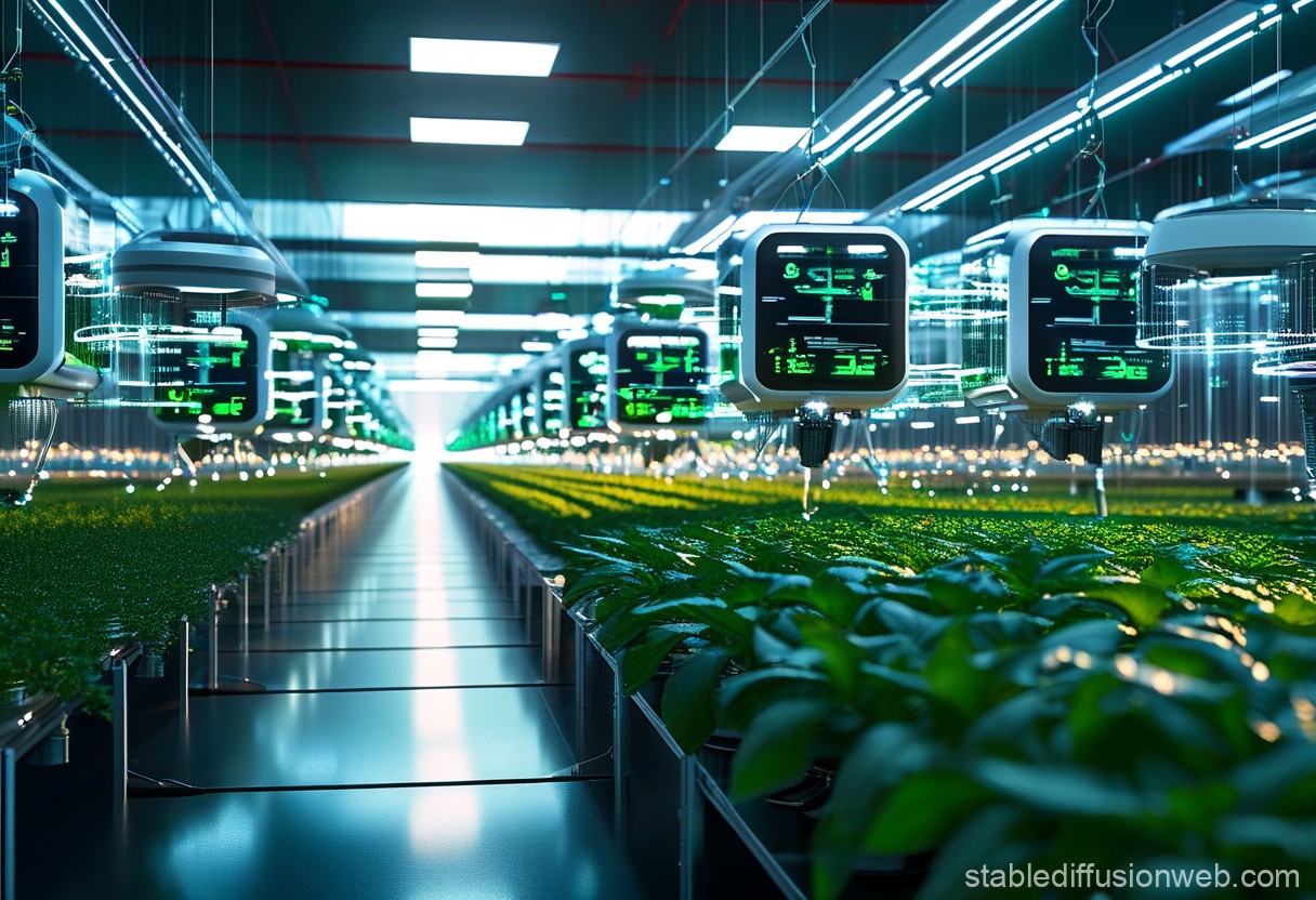 AI-driven agriculture innovation with data visualization and plant growth concepts