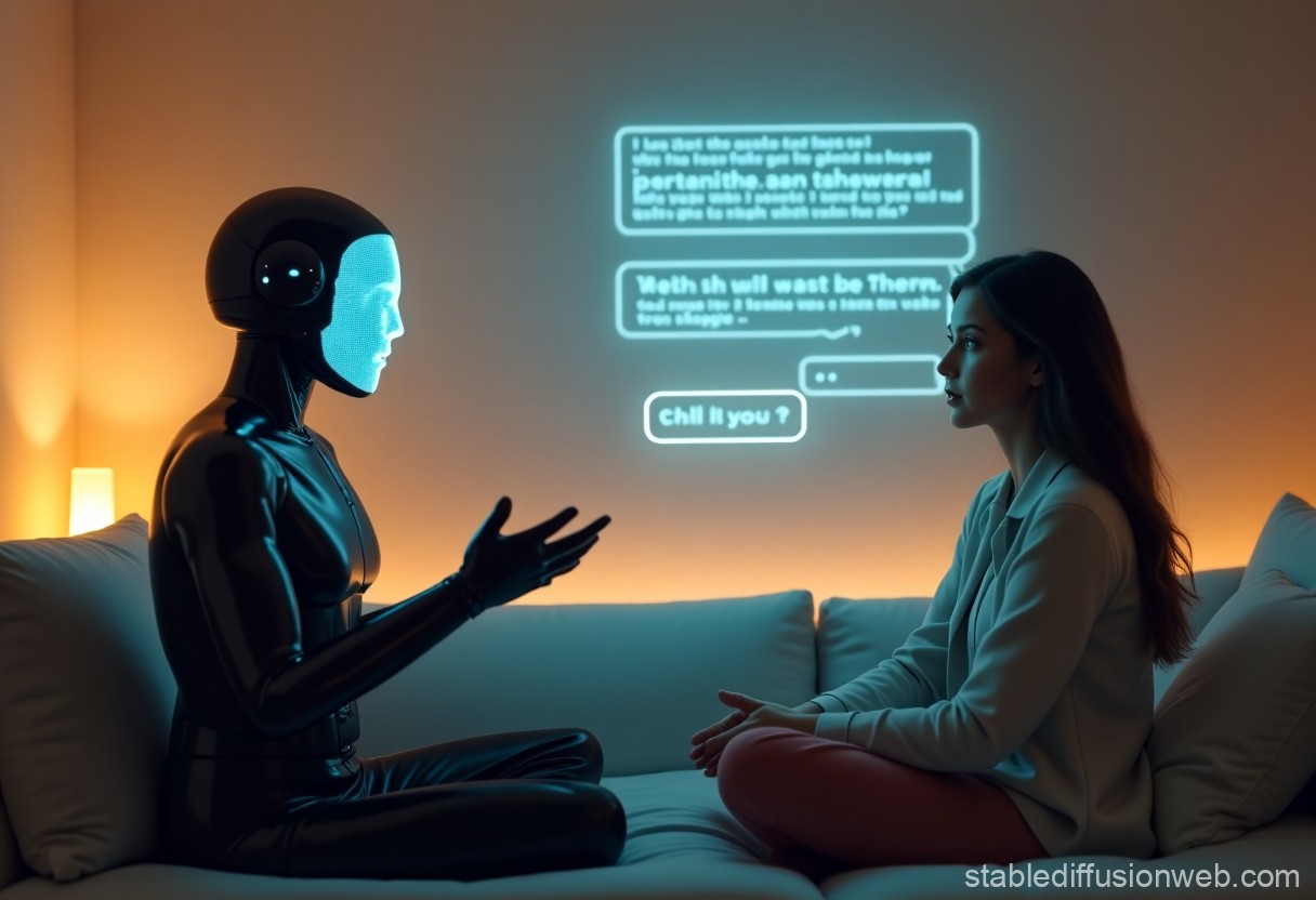 AI chatbot providing emotional support to a user in a virtual therapy session